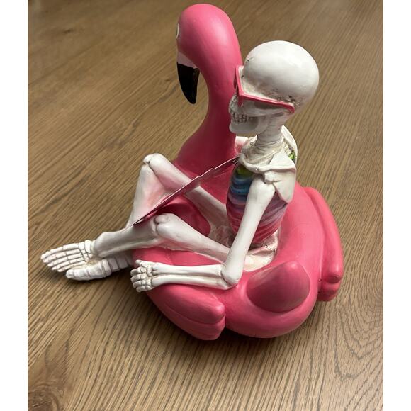 NEW Here Lies Summer Skeleton Flamingo Pool Float Halloween SUMMERWEEN Decor - Picture 4 of 8